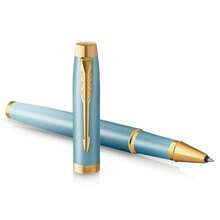 CYPNParker IM Writing  Boligrafo Rollerball Acabado verde turquesa con degradado adornos dorados Punta fina Tinta negra Caja de regaloFashion - Verde turquesa con ribete dorado - Ver 2