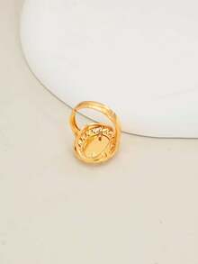 1pc Fashionable European & American Rose Laser Cut Open Ring, Hollow Wedding Jewelry - Yellow Gold - View 4