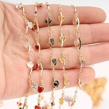 1 Meter Heart-Shaped Zirconia Chain Accessory Handmade Chain Findings For Jewelry DIY Clothing Shoes And Bags Making Chains Supplies - Heart-shaped - View 9