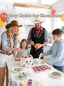 2件/1件西部风格硅胶模具，包含枪、帽子、靴子和马形模具，非常适合制作派对小吃；易脱模硅胶模具，不粘材质，易于清洗，多种形状，趣味主题模具，西部美食烘焙配件 - 彩色 - 查看 11