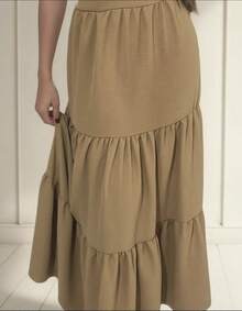 Women's Duna Ruffled Maxi Dress With Built-In Bra - Elegance, Lightness And Perfect Drape. - Nude - View 3