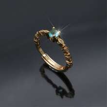 Women's Solitaire Ring With Emerald Green Graduation Stone, 18K Gold Plated Or 925 Silver - 金色 - 查看 8