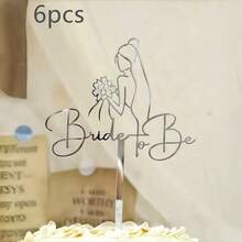 1/3/6件装金色/银色亚克力新娘手捧鲜花蛋糕装饰摆件，适用于婚礼派对蛋糕装饰