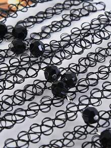 12pcs Gothic Style Handmade Woven Fishline Tattoo Choker Necklace Set For Women