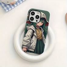 [Enviado desde México]Linda chica de cabello verde Nuestra funda de teléfono 2 en 1 desmontable diseñada para iPhone 16/15/14/13/12/11 Pro Max Plus combina una carcasa dura mate con patrones súper lindos y a la moda.Ideal para regalar a quienes aman el encanto. - Blanco - Ver 9