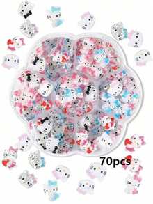 70个/盒卡通美甲装饰品，可爱树脂动物吊坠，适合DIY美甲和手机壳装饰