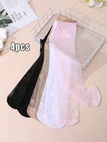 4 Pairs Baby Girls' Cute & Sweet Style Thin Tights/Pantyhose, Suitable For Spring/Summer, Dance Wear - Multicolor - View 12