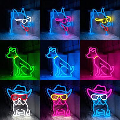 Cute Dog Neon Sign,Wearing Glasses Dog Neon Lights For Wall Art Decor,Puppy LED Light Sign For Pet Shop,Bedroom,Living Room,Home Party Decor,Bar,Shop,Party Accessory, Kids Room,Playroom Decorative,Gift For Kids,USB Powered Can Be Reused,Easy To Install.