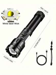 1 Peça Lanterna Tática Recarregável Tipo-C, LED Super Brilhante de 10.000 Lúmens com Luz Lateral COB, 7 Modos, À Prova d'Água, para Camping, Trilhas e Emergências - luz branca - Visão 11