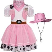 Disfraz de vaquera para niñas con sombrero de vaca para niñas, disfraz de fiesta de Halloween - 9-10 años - Ver 4