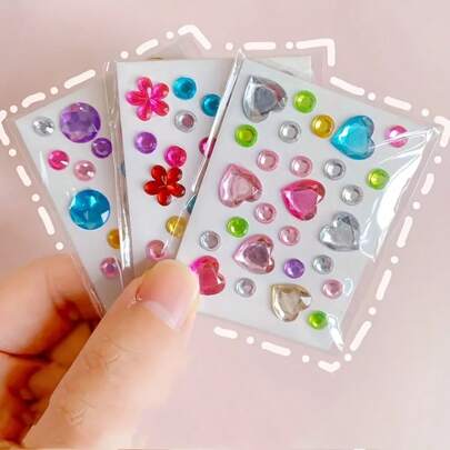 Mini Synthetic Gem Stickers - Self-Adhesive Multi-Color Mixed Shapes Of Hearts, Stars, Flowers For DIY Crafts, Perfect Holiday Essential For Decorating Rhinestones