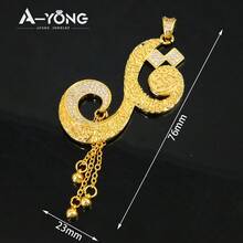 18k Gold Plated Vintage Arabic Style Pendant Necklace, Oval Shape, Bridal Wedding Party Jewelry Gift For Women - Pendant - View 8