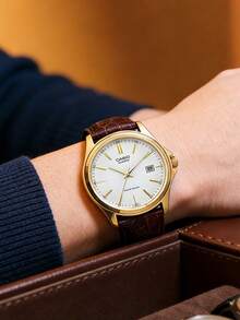 Casio Đồng hồ nữ DRESS Series thời trang tối giản, phong cách công sở thường ngày, hiển thị ngày bằng chữ số La Mã, chống nước, máy quartz, dây da thật, kiểu dáng Nhật Bản/Hàn Quốc, mặt số trắng MTP-1183Q-7A - trắng - Xem 2