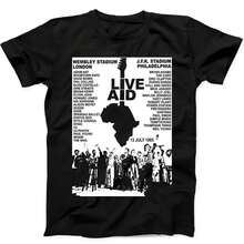 Live Aid Concert Music Gig Event Live 1985 Wembley 80s Gift Tee Black T Shirt - 黑色 - 查看 1