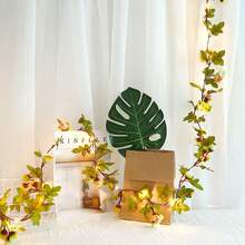 20LED 2.2m Rattan Flower LED String Lights, Artificial Green Leaf Flower Lights, Suitable For Indoor Room Wall Decor, Bedroom Decor, Wedding Party Decoration - Yellow - View 4