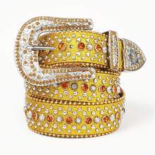 1pc Women Fashion Rivet Rhinestone Studded Casual Belt, Street Punk Hip Hop Style Genuine Leather Plus Size Waist Belt For Jeans Halloween Summer, School Fall, Autumn, Halloween