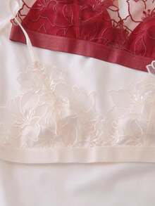 MOYISU-Sujetador trasero Sexy de encaje rojo, malla bordada francesa, sin anillo de acero, copa triangular, pecho grande, conjunto de ropa interior pequeña - sujetador negro - Ver 9