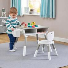 Scandi Height Adjustable Table And Chair Set White - White and Grey - View 2