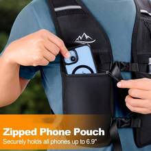 WOCBuy Running Vest With Hydration System - Lightweight, Breathable Backpack For Hiking, Cycling & Marathon Races - Adjustable Waistband & Phone Pocket - Black - View 8