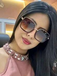 Women's Sunglasses With Square Lenses And UV400 Protection - 棕 - 查看 2