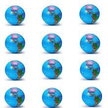 1/3/6/12/24个装挤压地球仪减压球，儿童迷你地球仪球 - 减压球，地球仪图案球或手指锻炼球，学校教室办公室派对礼物（2.5英寸） - 彩色 - 查看 12