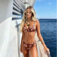 Bộ bikini hai mảnh họa tiết hoa dành cho nữ, kiểu dáng dây mảnh, thích hợp cho kỳ nghỉ biển. - Nhiều màu - Xem 4