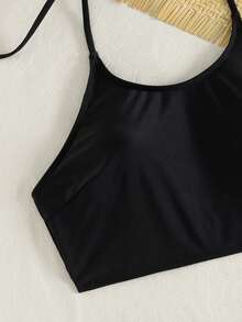 女士性感吊带两件套背心上衣和条纹弹力腰带泳裤沙滩泳装套装，夏季 - 彩色 - 查看 9