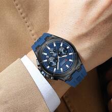 Men's Luxury Sports Quartz Chronograph Waterproof Silicone Strap Luminous Auto Date Wrist Watch - Multicolor - View 8