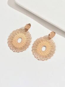 1 Pair Women's Fashionable Geometric Hollow Earrings, Suitable For Daily Wear - Multicolor - View 8