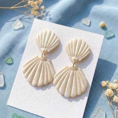 Seashell Clay Cutter Mold, Scallop Shell Cutter For Polymer Clay Earrings, Reusable Beach Theme Mold For DIY Jewelry Making, Coastal Decor Craft Supplies