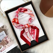 Fashionable & Eye-Catching Silk Scarf, Soft & Flowing Neck Scarf For Women, Chic Accessory For White Shirt & Office Outfit - 紅色 - 查看 11