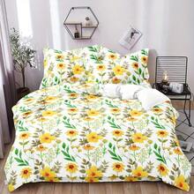 Floral Quilt Doona Duvet Cover Set Double King Size 3pcs Quilt Cover Set Soft Microfiber Breathable Bedding Set For All Season - 03 - View 3