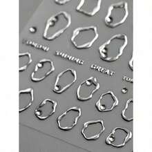 1pc 5D Gold/Silver/White Line French Style Nail Art Stickers High Quality 5D Embossed Crystal Diamond Nail Sticker Art Decal Design Gem Press On Nail Wraps Decals Manicure Decoration Accessories - Bạc - Xem 2