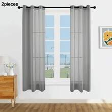 1/2 tấm rèm voan bán trong suốt/Nhiều kích cỡ/Khoen kim loại/Thích hợp trang trí cửa sổ phòng khách/Vải voan mỏng nhẹ, thanh lịch/Rèm bán trong suốt phòng ngủ/Rèm bán trong suốt có khoen khóa trên/Rèm cửa sổ trang trí kiểu nhà nông thôn/Rèm nhỏ cho nhà bếp và phòng ăn - Màu Xám nhạt - Xem 15