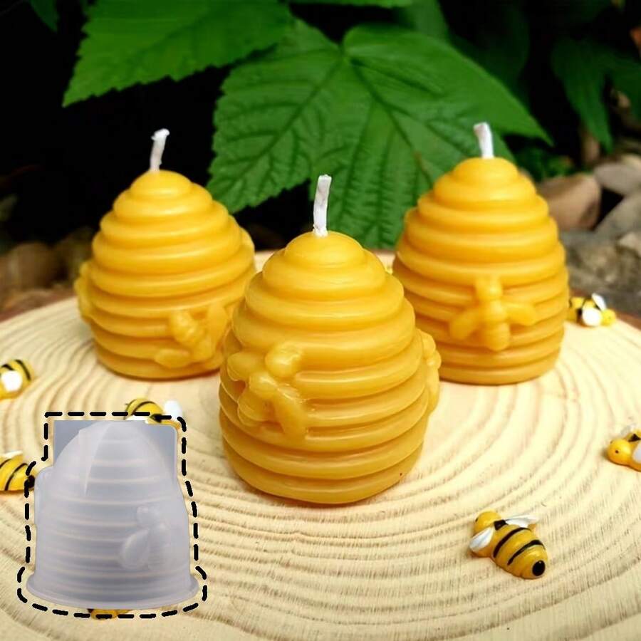 1个蜂窝硅胶蜡烛模具,适用于DIY蜡烛、肥皂和树脂工艺品 - 蜂窝形状,带有花卉细节,非常适合制作香薰蜡烛、粘土制品和家居装饰品,DIY蜡烛制作 | 创意手工 | 优雅设计 - 矽膠模具 - 查看 1