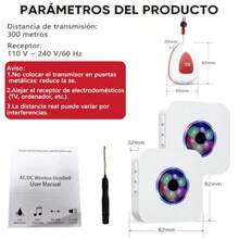 Sistema de Llamada inalambrica para Enfermeras/Cuidadores Alcance >1000 pies Ideal para hogares Adultos Mayores Pacientes y discapacitados Incluye 1 Receptor enchufable + 2 emisor - 1 transmisores 2 buscadores - Ver 7