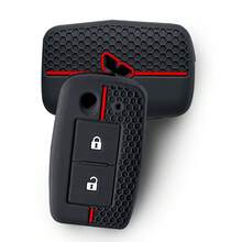 2 Funda de silicona con 2 botones para llave de coche remota para Mitsubishi TRITON 2024 2025 - Accesorios de soporte para llave, resistente a arañazos, a prueba de golpes y antidecoloración, con recortes precisos para un ajuste perfecto, cubierta protectora duradera para Mitsubishi - negro - Ver 5