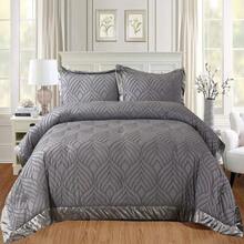 Luxury Quilted Velvet Bedspread Set With Pillow Shams – Soft Comforter Coverlet Bedding Set – King & Double Sizes - Mink - View 6