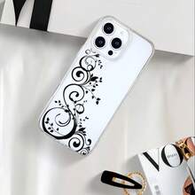 1pc White Floral Vine Pattern Clear TPU Phone Case Raised Edges For Screen Protection Ultra Transparent Minimalist Classic Design Holiday Gift For Girlfriend Or Self Use Compatible With Apple Phone 17 16 15 14 13 12 11 XSMAX XS X Series - Trong sáng - Xem 7