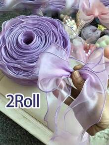 1 rolă de 10 yarzi, organza, panglică satinată cu margini ondulate granulare - panglică decorativă pentru buchete de nuntă de culoare solidă, potrivită pentru buchete lucrate manual, margini decorative pentru copt tort de ziua de naștere, împachetare cadouri, decorațiuni pentru petreceri, aranjamente florale, verde deschis/alb/roz/violet/vișiniu, panglică cadou - Multicolor - Vizualizare 19