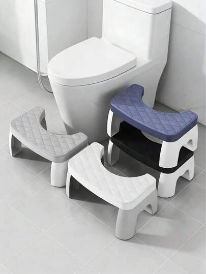 1Pc Toilet Step Stool, Adult Bathroom Foot Stool, Ergonomic Curved Design, Plastic Non-Slip & Stable, Detachable & Portable, For Daily Heightening