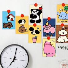 10 件套多巴胺动物卡通卡片套装 - 可爱萌趣高视觉效果趣味墙贴，卡通人物装饰，适用于家居、卧室和书桌 - 彩色 - 查看 8