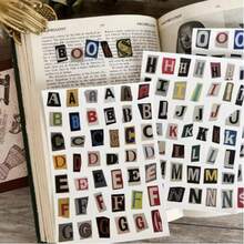 复古字母贴纸，适用于剪贴簿、计划本和日记本——包含英文字母、数字和符号。学生计划、日记和基础拼贴材料贴纸标签。哑光纸/装饰性DIY工艺品材料。耐用的模切设计，专为剪贴簿和计划本装饰而设计。 - 彩色 - 查看 2
