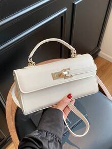 Fashionable Women's Shoulder Bag, New Arrival Niche Design Casual Versatile Minimalist Stylish Handbag, Comfortable PU Material Solid Color Design, Adjustable Detachable Long Shoulder Strap, Comfortable Handheld, Spacious, Square Bag - Multicolor - View 17