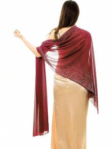 REEMONDE Womens Rhinestones Pashmina Shawls And Wraps Evening Dresses Chiffon Shawl Sparkly Scarf - Đỏ - Xem 4