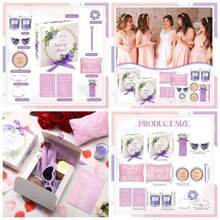 88 Pcs Bridesmaid Proposal Gifts Bridesmaid Box Set Maid Of Include Box Candle Invited Cards Scrunchies Hair Elastics Ties Knotted Bracelets Pens Blue - 紫色 + 經典 - 查看 1