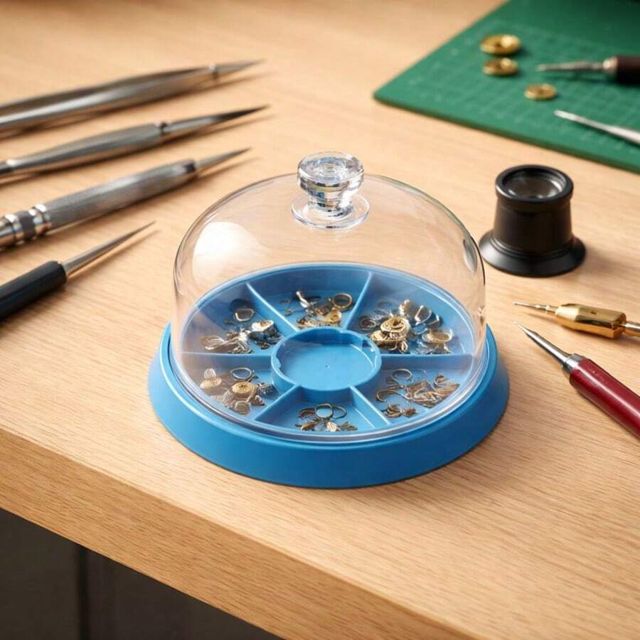 Multipurpose Storage Box For Watch Parts, Small Items, Cosmetics, Bathroom Accessories, Kitchen Supplies, Tissues, Toothpicks, Cotton Swabs, Decorative Fragrance, Portable For Travel - Blue - View 1