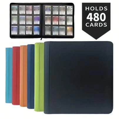 12 Grid Card Book, Advanced Zipper Style Collectible Card Book, 480 Grid Double-Sided PU Material Card Book, Collector's Album, Suitable For Card Holders Of Wanzhi, Collectible Card Games, And Sports Cards Zipper Binders With 12 Pockets,20 Double-Sided Pages, Suitable For 480 Side Mounting Slots, Suitable For Board Games, Collectibles Or Collectible Card Game Protection Folders, Photo Albums
