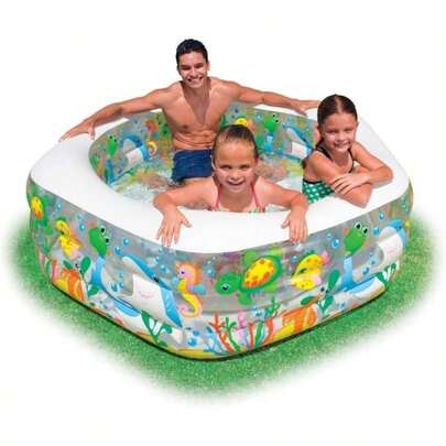 56493NP - Happy Pool,/ Infl. Floor, Ages 6+ Size 1.91mx1.78mx61cm