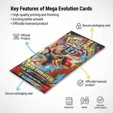 360pcs/Box Original Pokemon TCG PTCG English Version ME01 MEGA EVOLUTION Card Pack Box - Multicolor - View 4